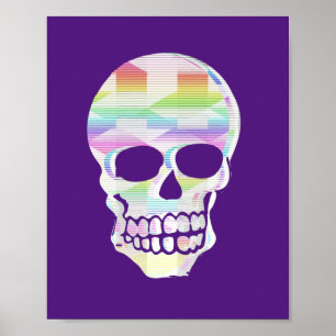 Poster Crâne à rayures de couleur