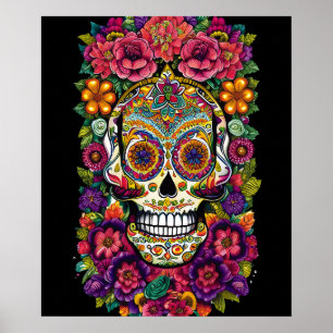 Poster Crâne à sucre - Colorée Dia de los Muertos