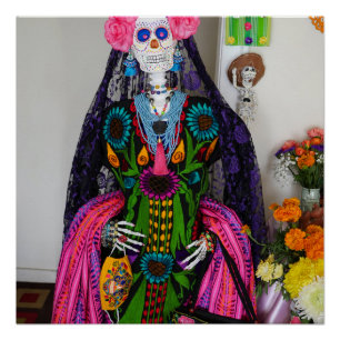 Poster Crâne à sucre de Catrina mexicaine pour le jour