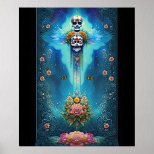 Poster Crâne à sucre Esprit Art-Festif Dia de los Muertos