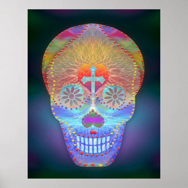 Poster Crâne à sucre, Jour arc-en-ciel des morts (Devant)