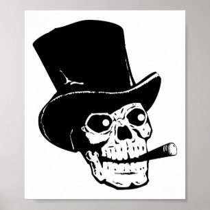 Poster Crâne avec chapeau supérieur
