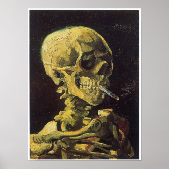 Poster Crâne avec Cigarette brûlante, Van Gogh (Devant)