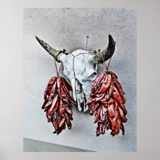 Poster crâne avec Ristras