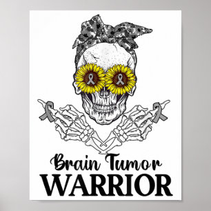 Poster Crâne Cerveau Tumeur Guerrier Gris S Cancer Sensib