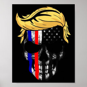 Poster Crâne Cheveux Trump Halloween Tête Trump 4 Juillet