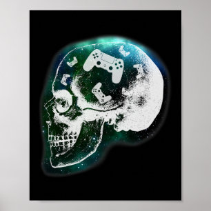 Poster Crâne Contrôleur Mental Gaming Gamer Hommes Garçon