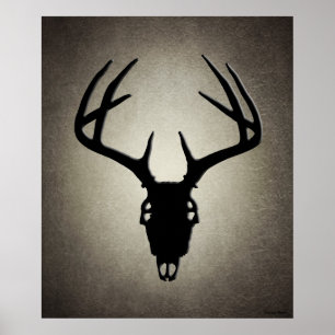 Poster Crâne de chasse aux cerfs avec Antlers