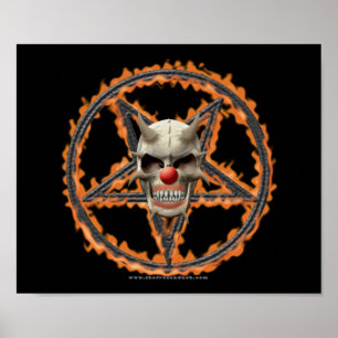 Poster Crâne de clown de démon et pentagone étoilé