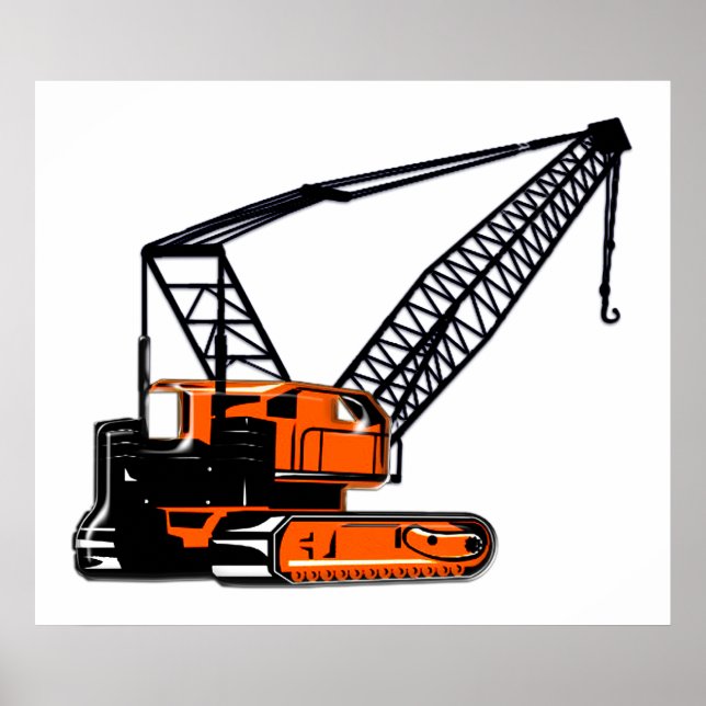 Poster Crane de construction orange (Devant)