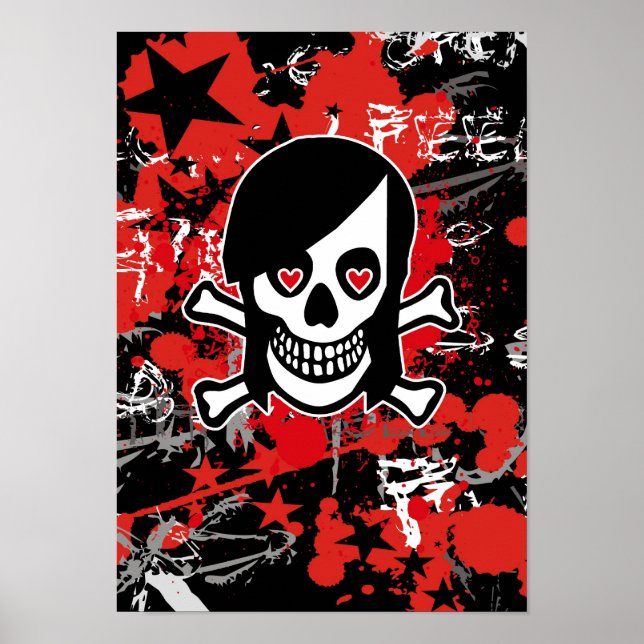 Poster Crâne de fille Emo (Devant)