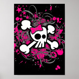 Poster Crâne de fille et os croisés