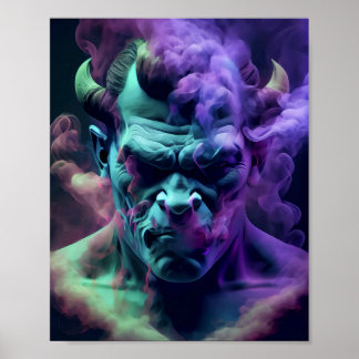 Poster crâne de l'âme démon néon