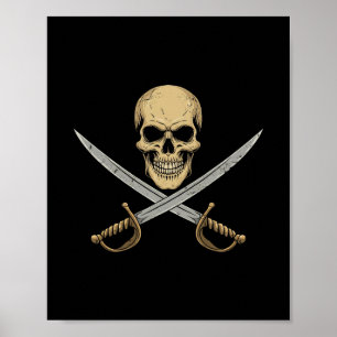 Poster Crâne de pirate vintage Croisière des Caraïbes Hal