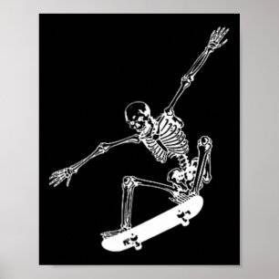 Poster Crâne de skateboard squelette Halloween skateboard
