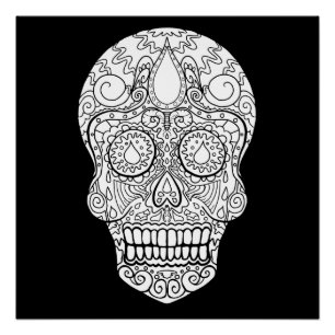 Poster Crâne de sucre en goutte - Jour des morts