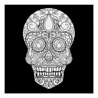 Poster Crâne de sucre en goutte - Jour des morts