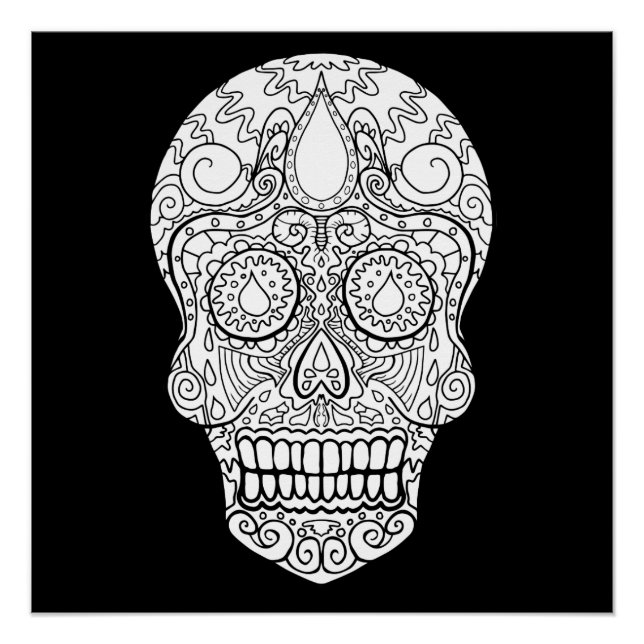 Poster Crâne de sucre en goutte - Jour des morts (Devant)