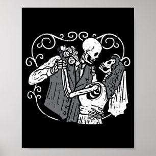 Poster Crâne de sucre mariée mari fun dia muertos