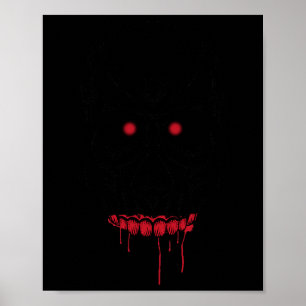 Poster Crâne déplaisant Aux Yeux Avec Dents Et Yeux Rouge