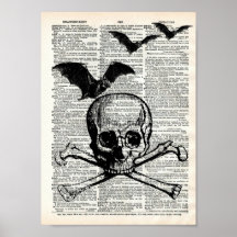 Crâne et chauves-souris Halloween Dictionnaire Art