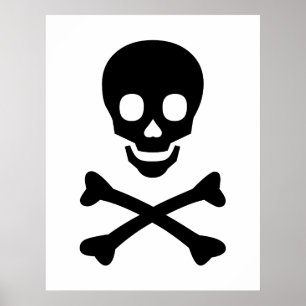 Poster Crâne et os croisés