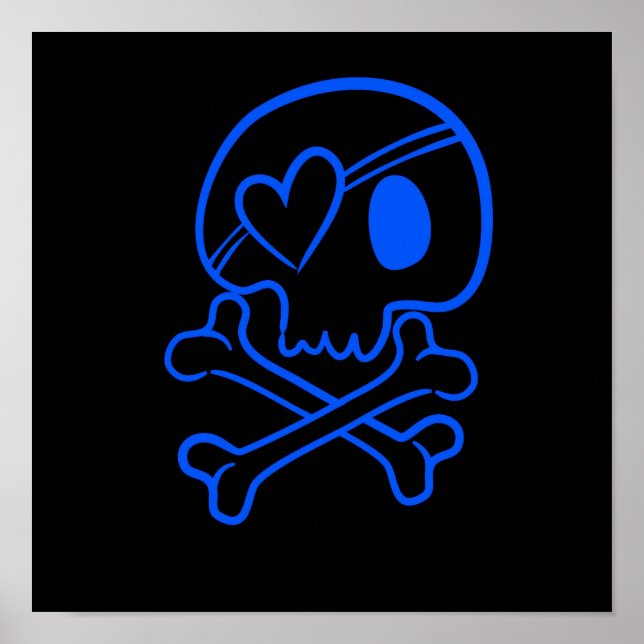 Poster Crâne et os croisés (Devant)