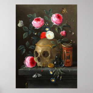Poster Crâne et Rose
