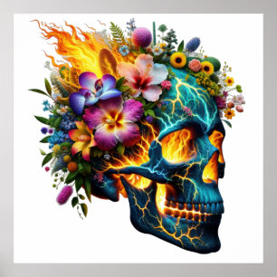 Poster Crâne floral d'Inferno