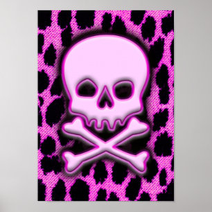 Poster Crâne léopard rose