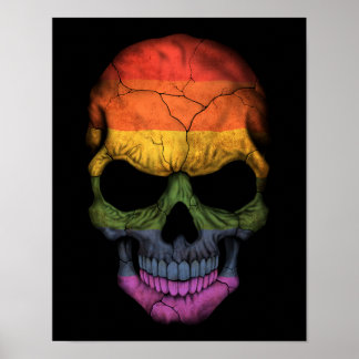 Poster Crâne personnalisable avec drapeau arc-en-ciel Gay