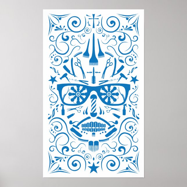 Poster crâne punk barbershop (Devant)