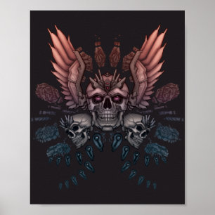 Poster Crâne robotique + ailes