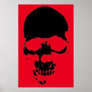 Poster Crâne Rouge Imaginaire noir Art lourd Rocher en mé