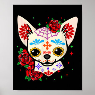 Poster Crânes de Chihuahua Jour des Morts Crâne de Sucre