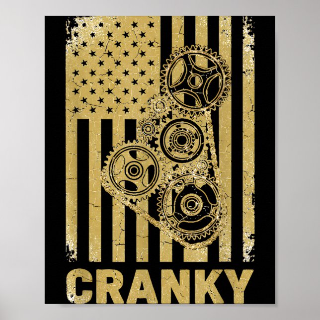 Poster Cranky Car Engine Crankshaft Lover Mechanics Fathe (Devant)