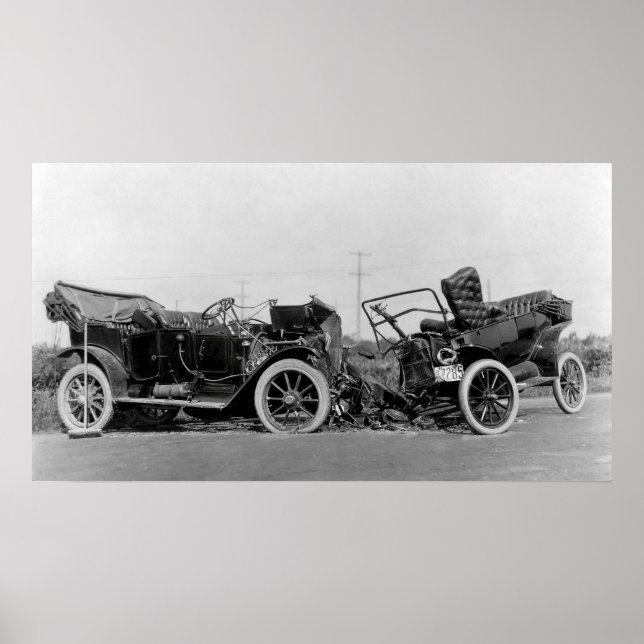 POSTER CRASH DE VOITURE CLASSIQUE 1914 (Devant)