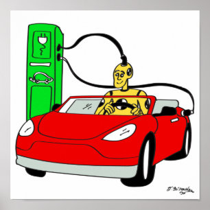 Poster Crash Test Dummy & Car Recharging