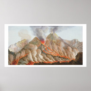 Poster Cratère du mont Vésuve d'un dessin original