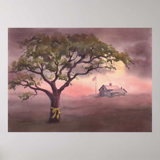 Poster CRAVATE a RIBBON JAUNE par SHARON SHARPE (Devant)