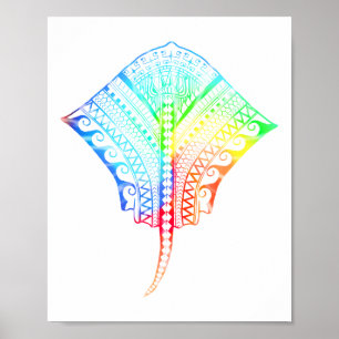 Poster Cravate teintée Couleurs Tribal Stingray