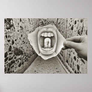 Poster Crayon contre l'appareil-photo - bouche