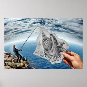 Poster Crayon contre l'appareil-photo - requin