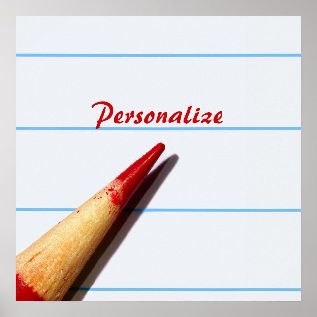 Poster Crayon De L'Enseignant Rouge Sur Papier Linqué Ave (Devant)