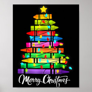 Poster Crayon de professeur Joyeux Noël Lumières de l'arb