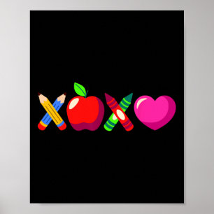 Poster Crayon et pomme de la Saint-Valentin pour enseigna