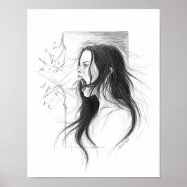 Poster Crayon femme en colère dessin d'art