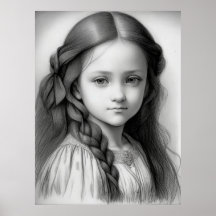 Crayon noir et blanc dessin fille Génération AI