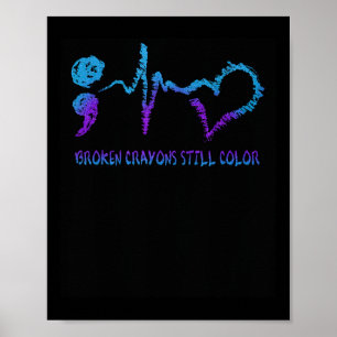 Poster Crayons brisés Toujours Couleur Suicide Prévention