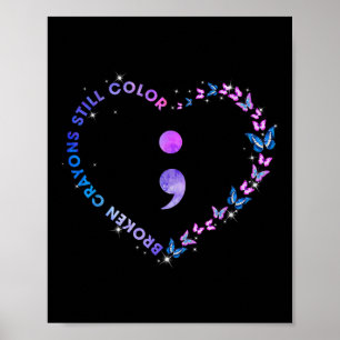 Poster Crayons cassés Couleur Semicolon prédomine le suic